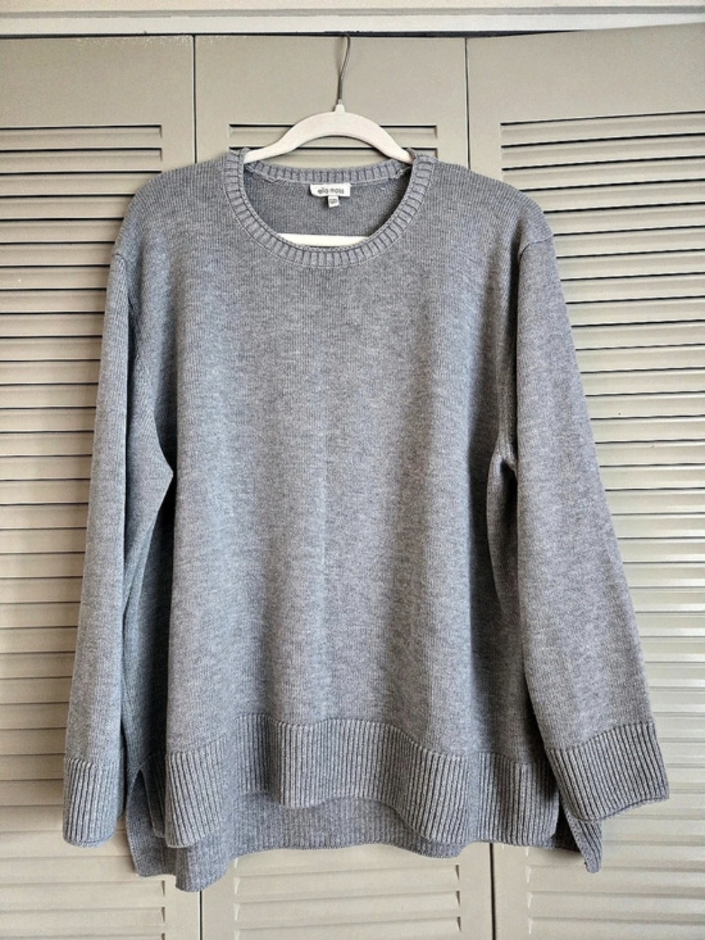 Ella Moss Light Gray Crew Neck Sweater Size XXL Like New